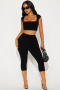 Remy Snatched Capri Pant Set - Black