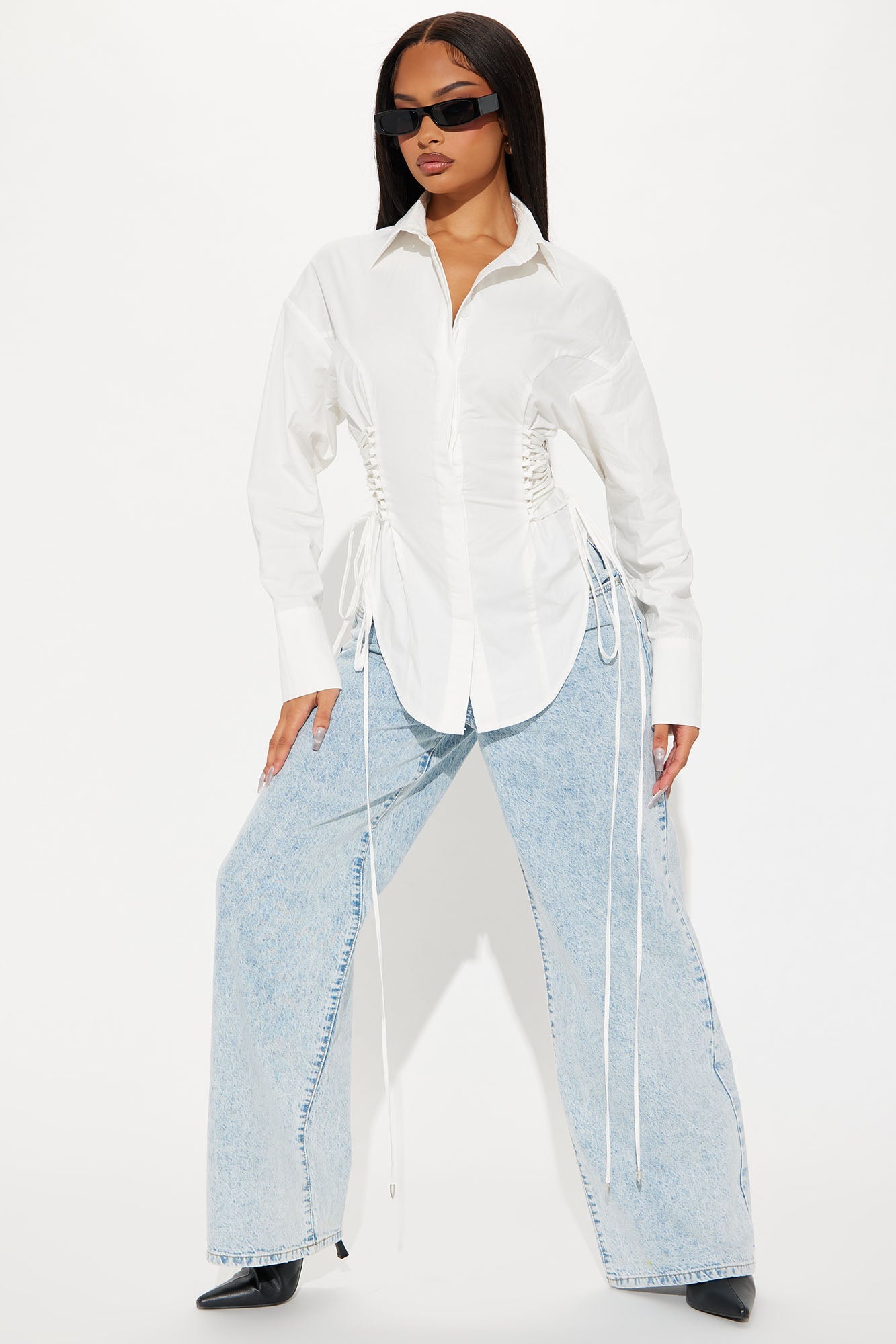 Too Cool Lace Up Shirt - White