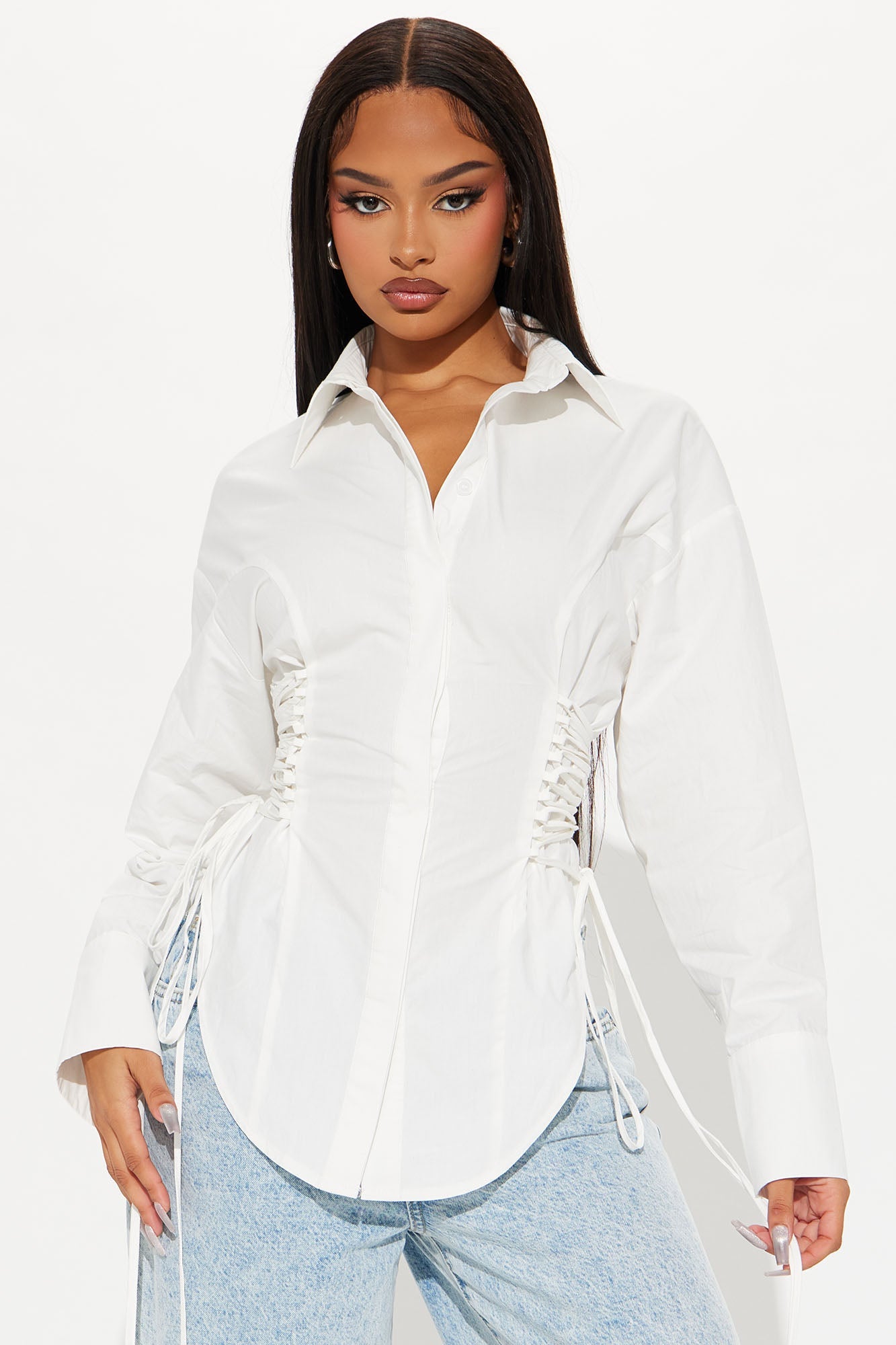 Too Cool Lace Up Shirt - White
