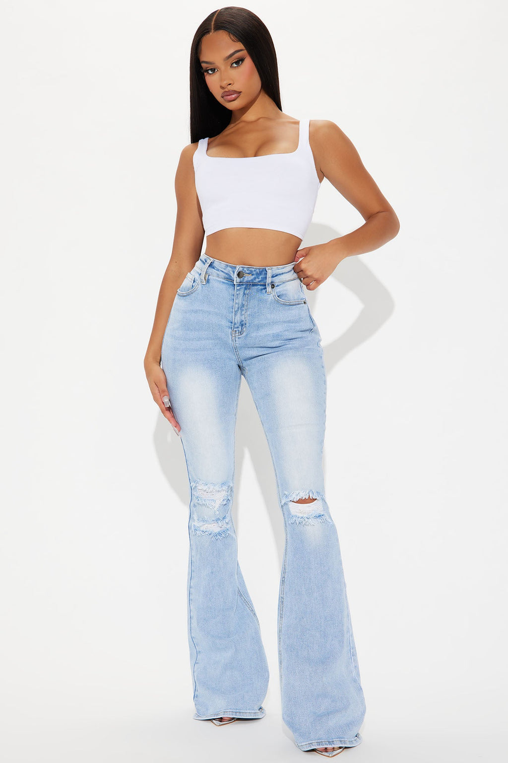 Tall Girl Bye High Rise Flare Jeans - Light Blue Wash
