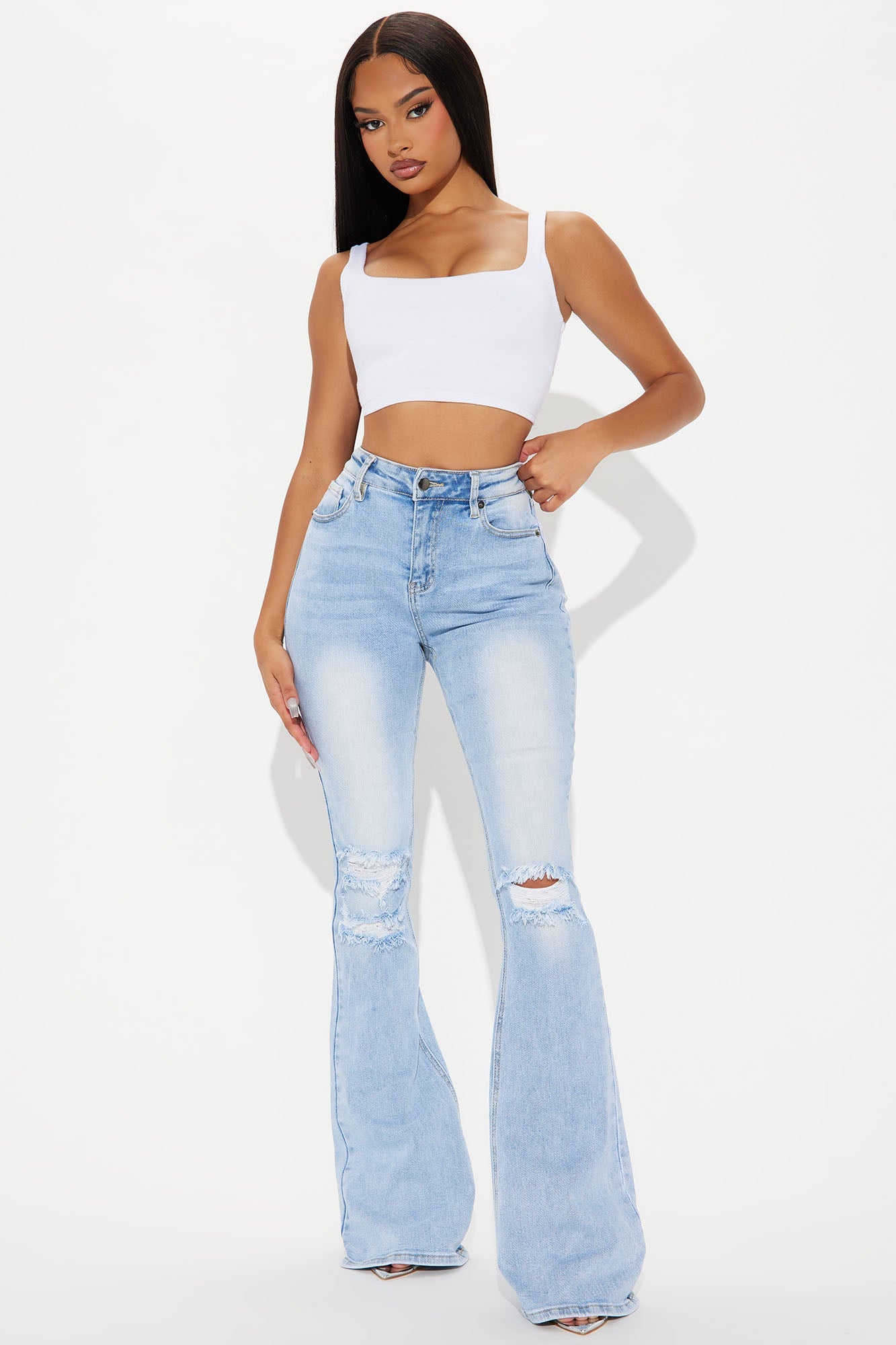 Tall Girl Bye High Rise Flare Jeans - Light Blue Wash