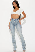 Tall See Me High Rise Stacked Straight Leg Jeans - Vintage Wash