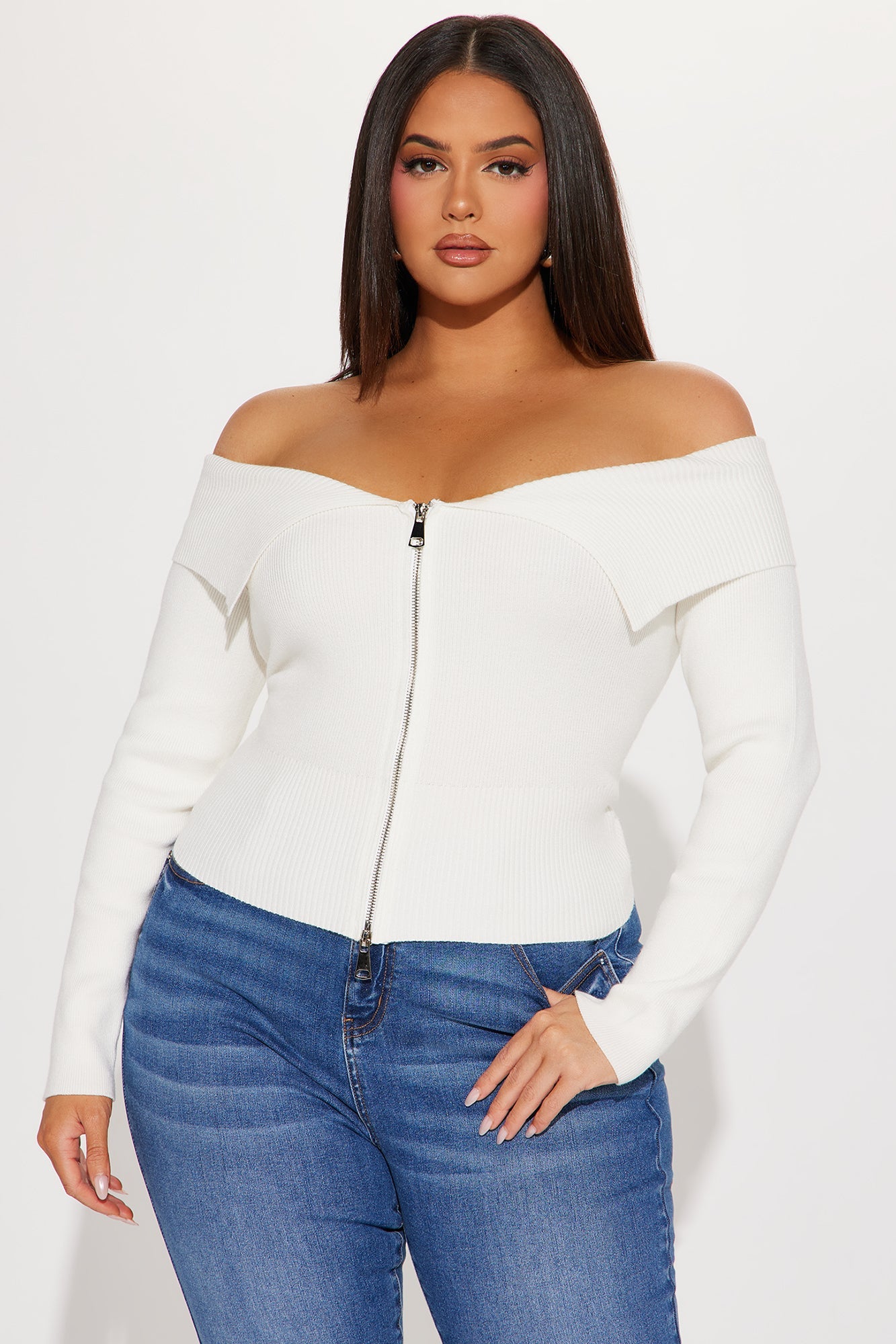 Say My Name Off Shoulder Sweater - White