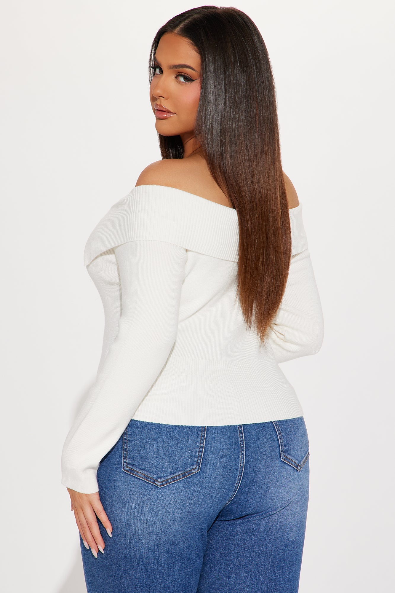Say My Name Off Shoulder Sweater - White