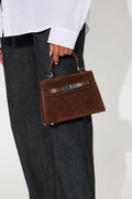 Daily Go To Faux Suede Handbag - Brown