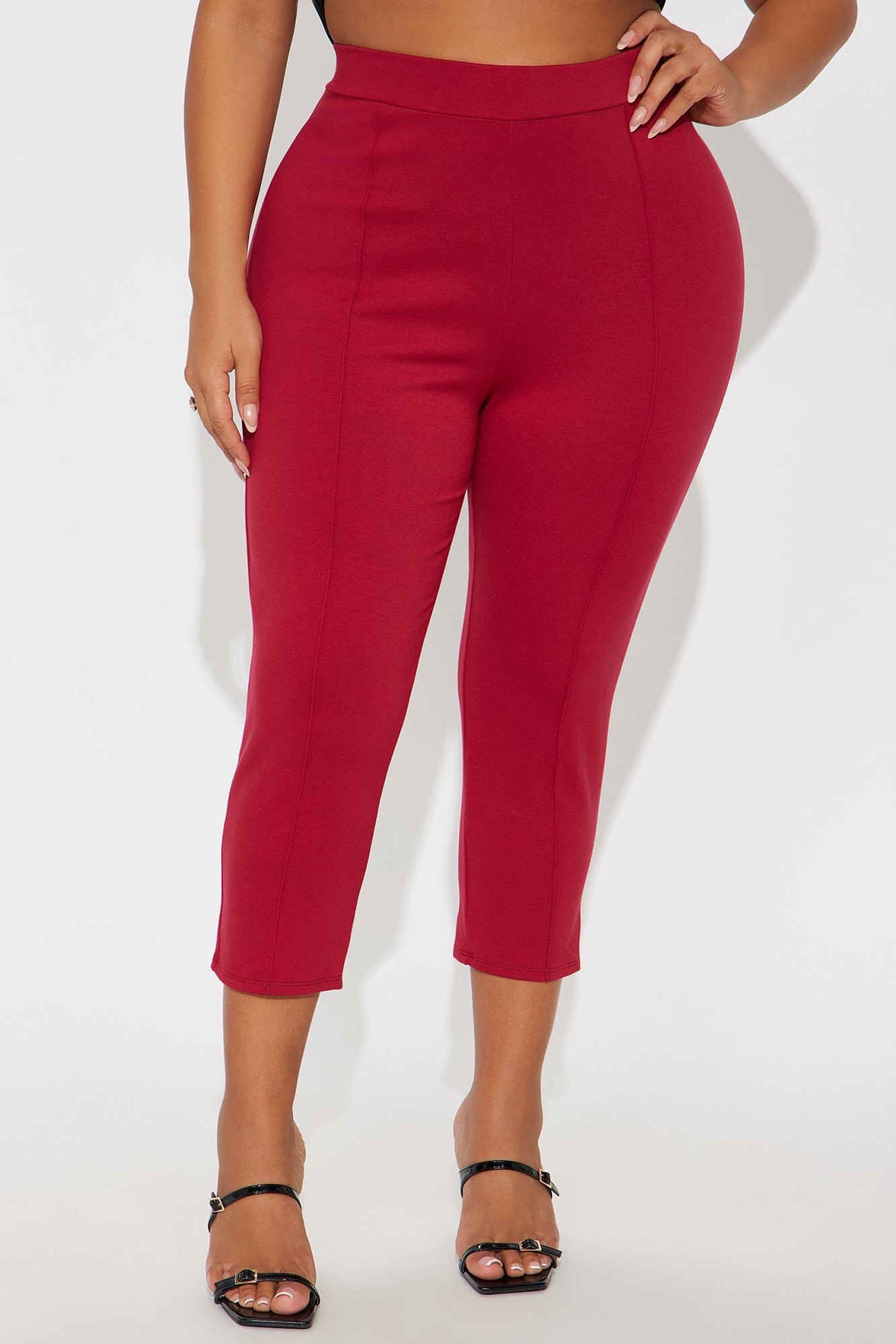 Daniella Pintuck Ponte Capri Legging - Red