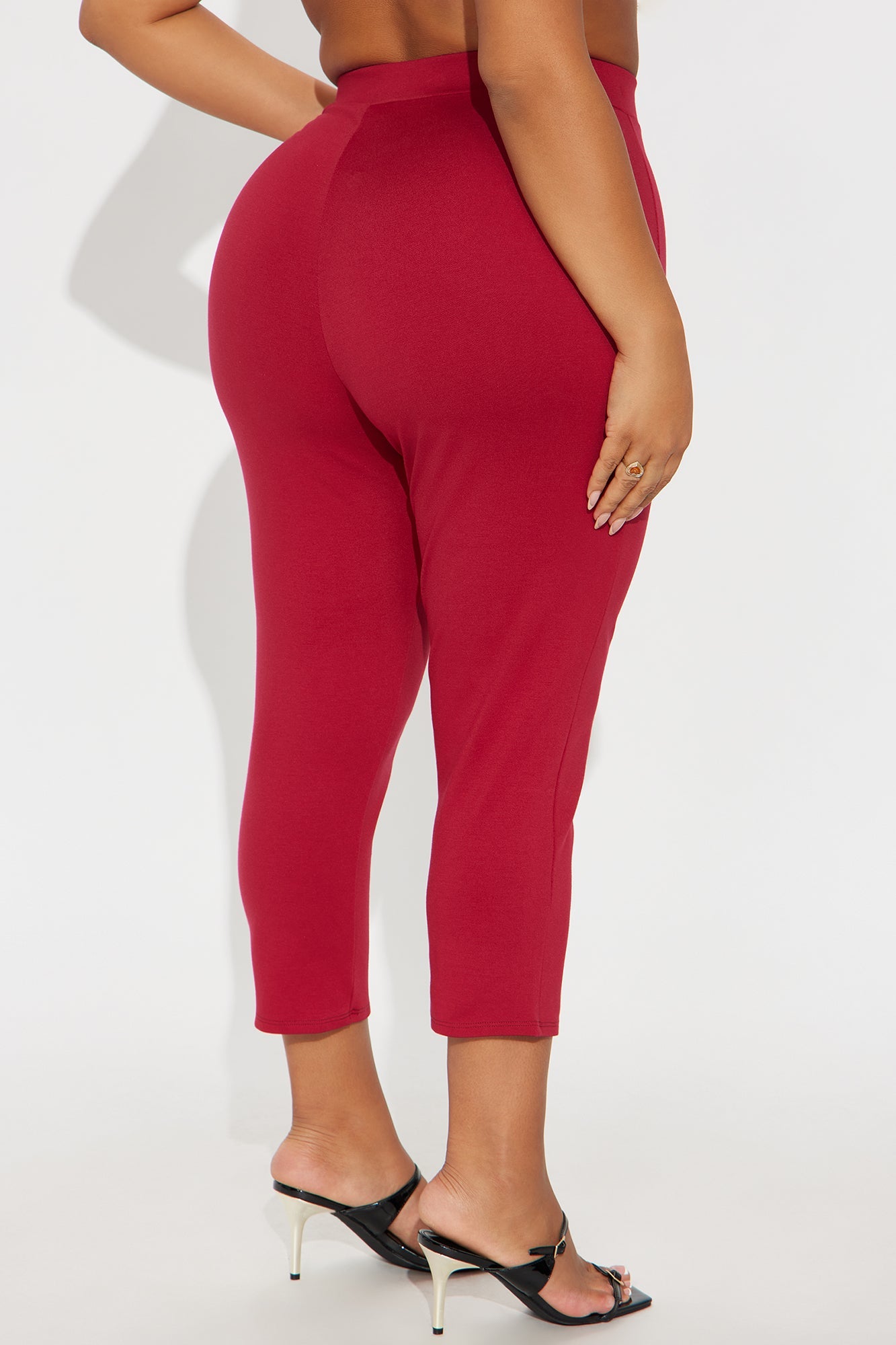 Daniella Pintuck Ponte Capri Legging - Red