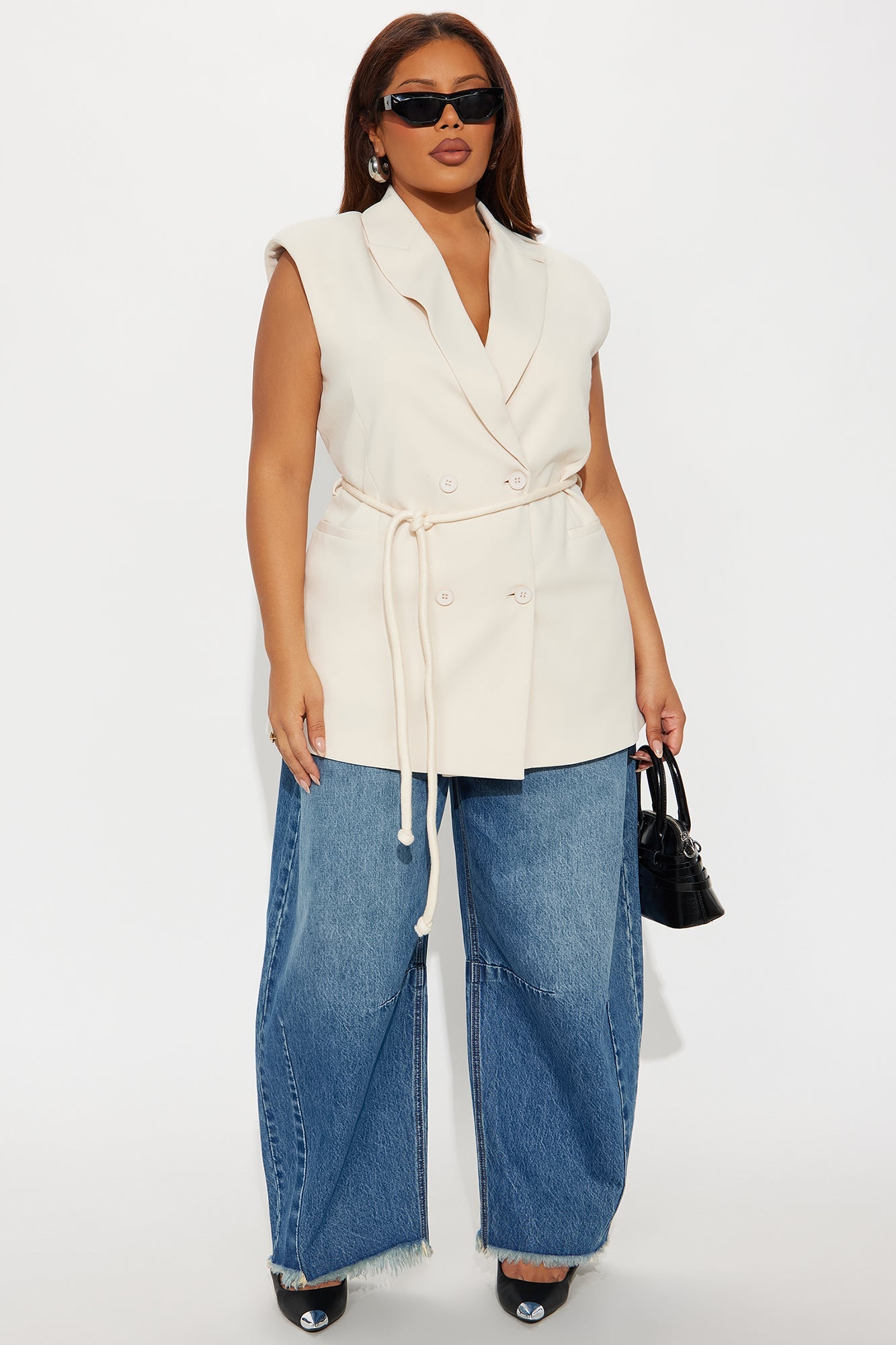 Alani Belted Vest - Cream