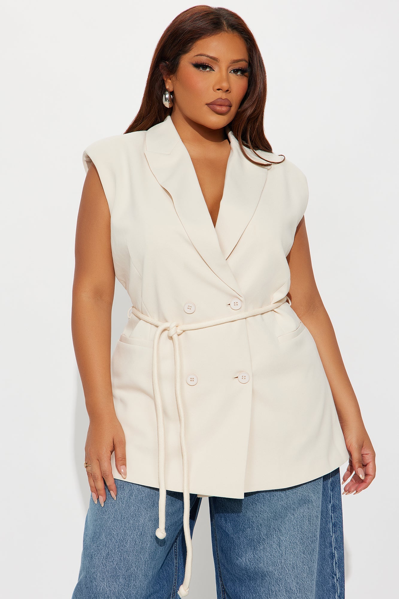 Alani Belted Vest - Cream