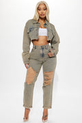 Sahara Tinted Ripped Mom Jean - Medium Wash
