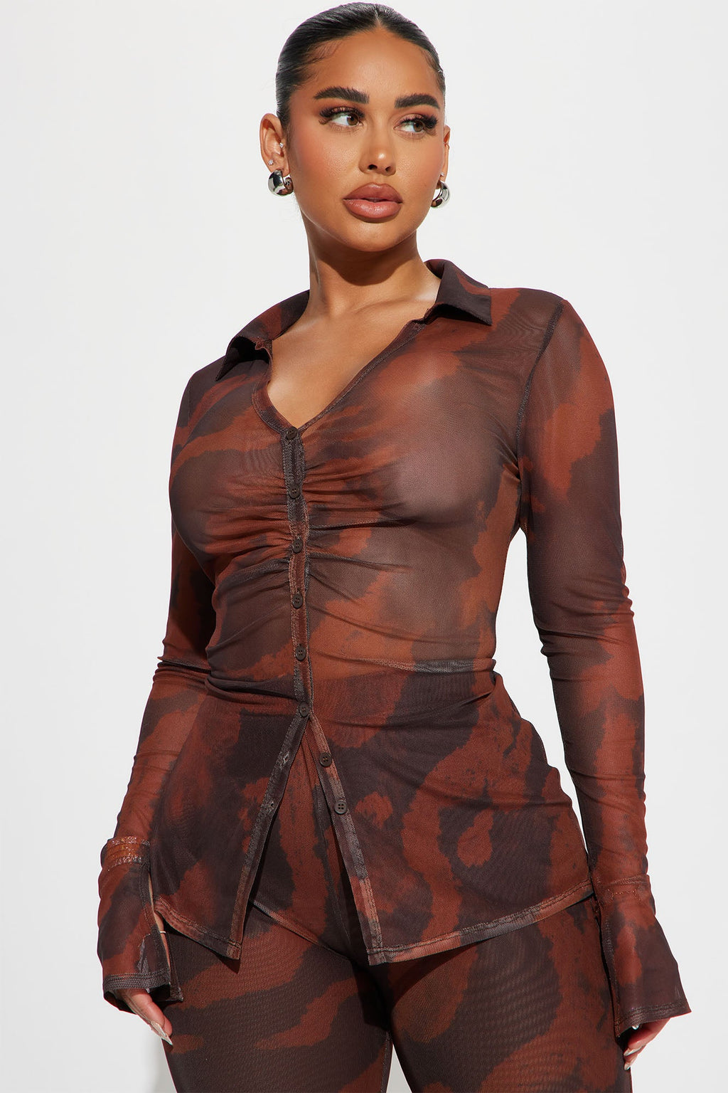 Carolina Mesh Pant Set - Brown