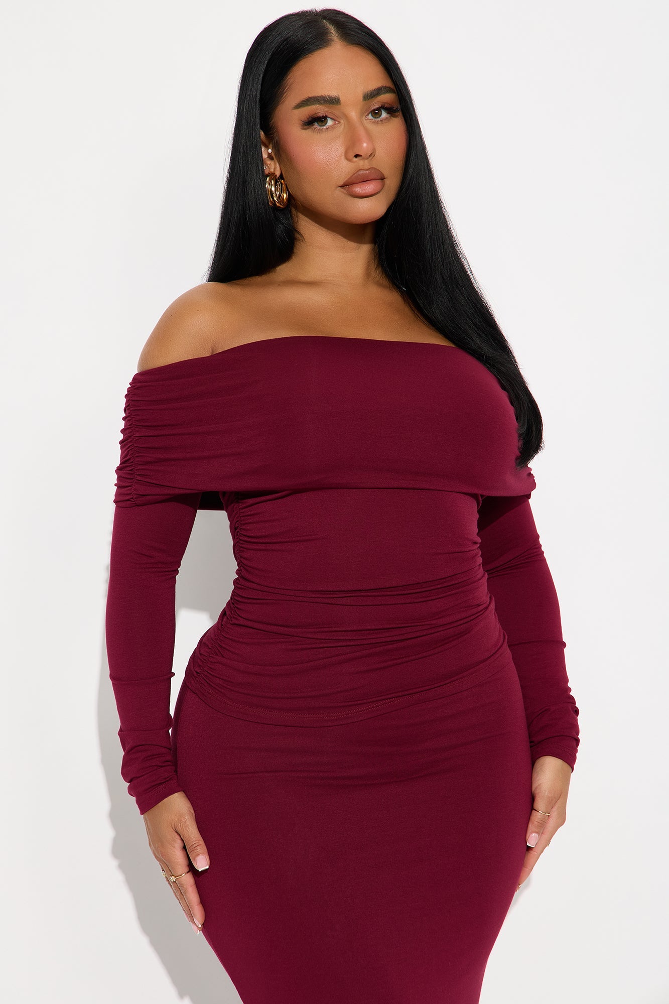 Hailey Double Lined Maxi Skirt Set - Wine