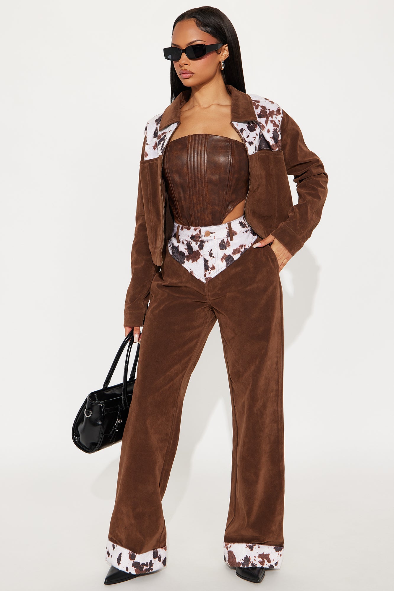 Saddle Up Faux Suede Jacket - Brown/combo