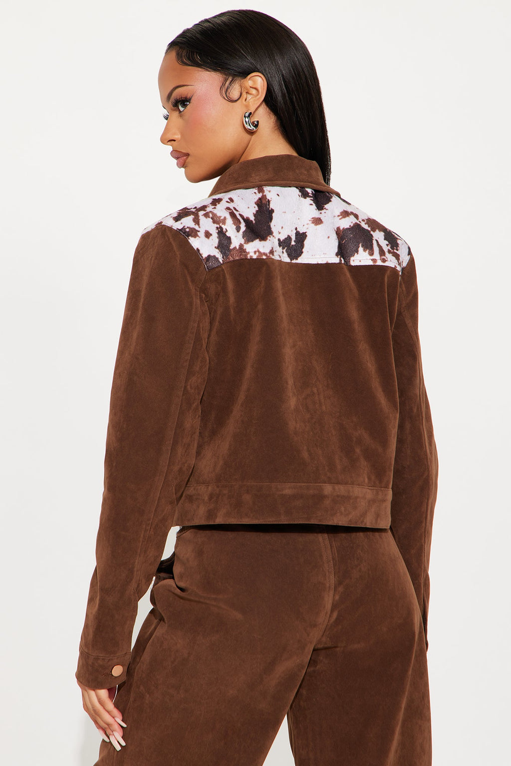 Saddle Up Faux Suede Jacket - Brown/combo