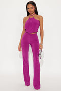 Veronica Halter Pant Set - Magenta