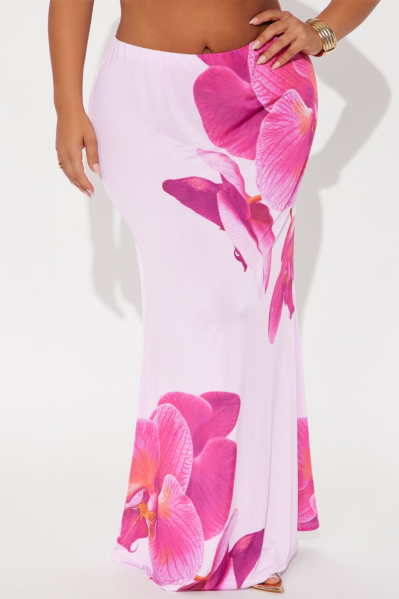 Liliana Floral Satin Maxi Skirt - Pink/combo