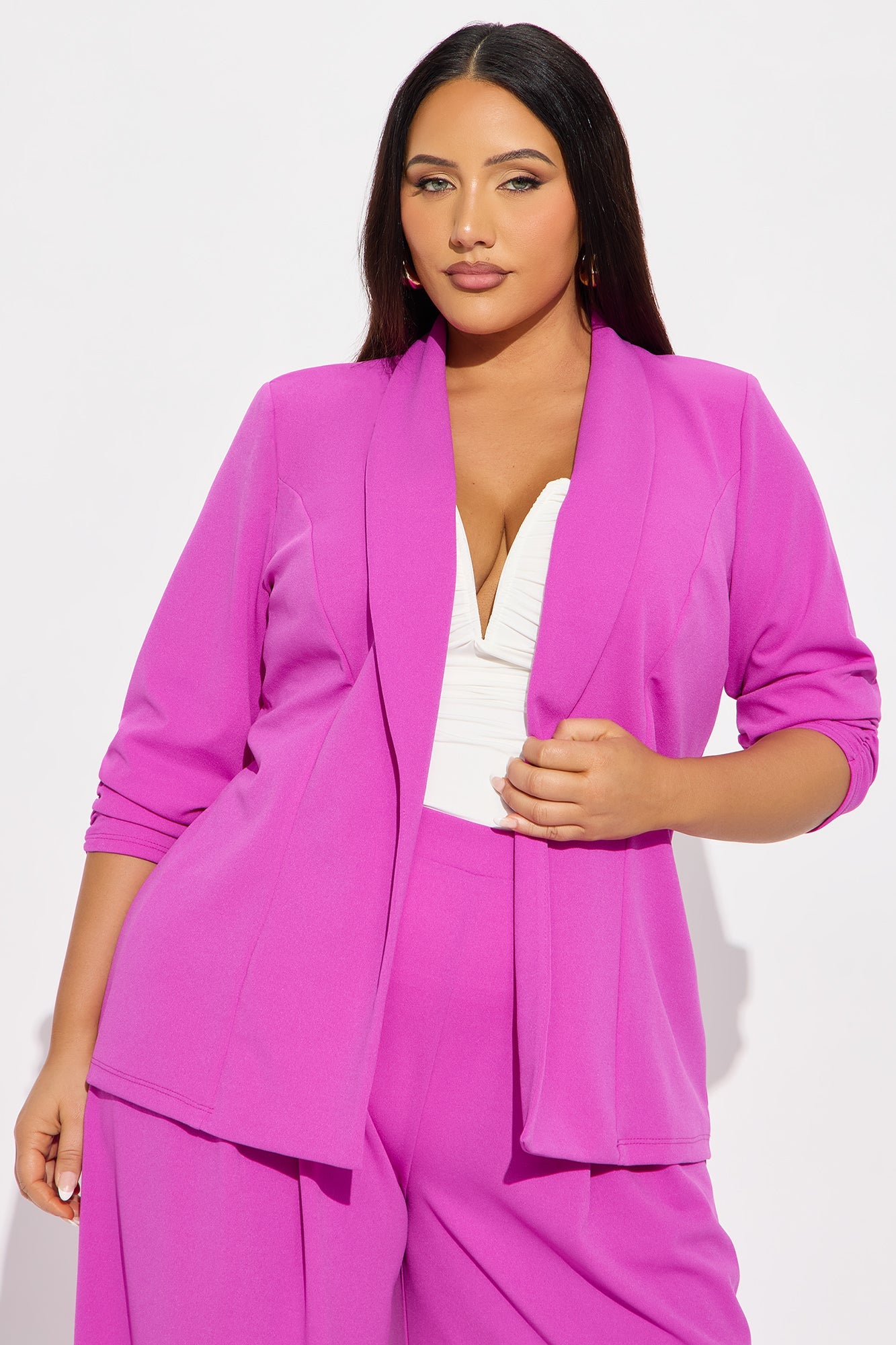Reaching Goals Blazer Pant Set - Magenta