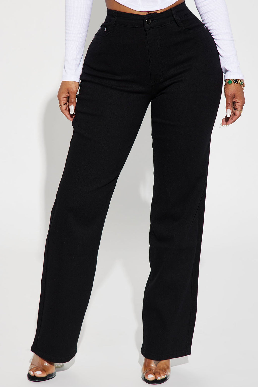 Simply Basic Stretch Straight Jeans - Black