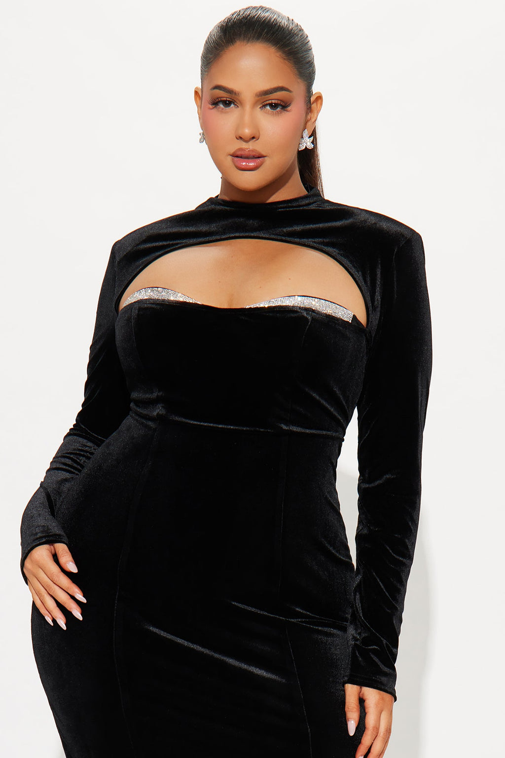 First Class Velvet Mini Dress - Black