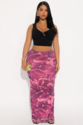 Late Nights In Santorini Floral Mesh Maxi Skirt - Purple/combo