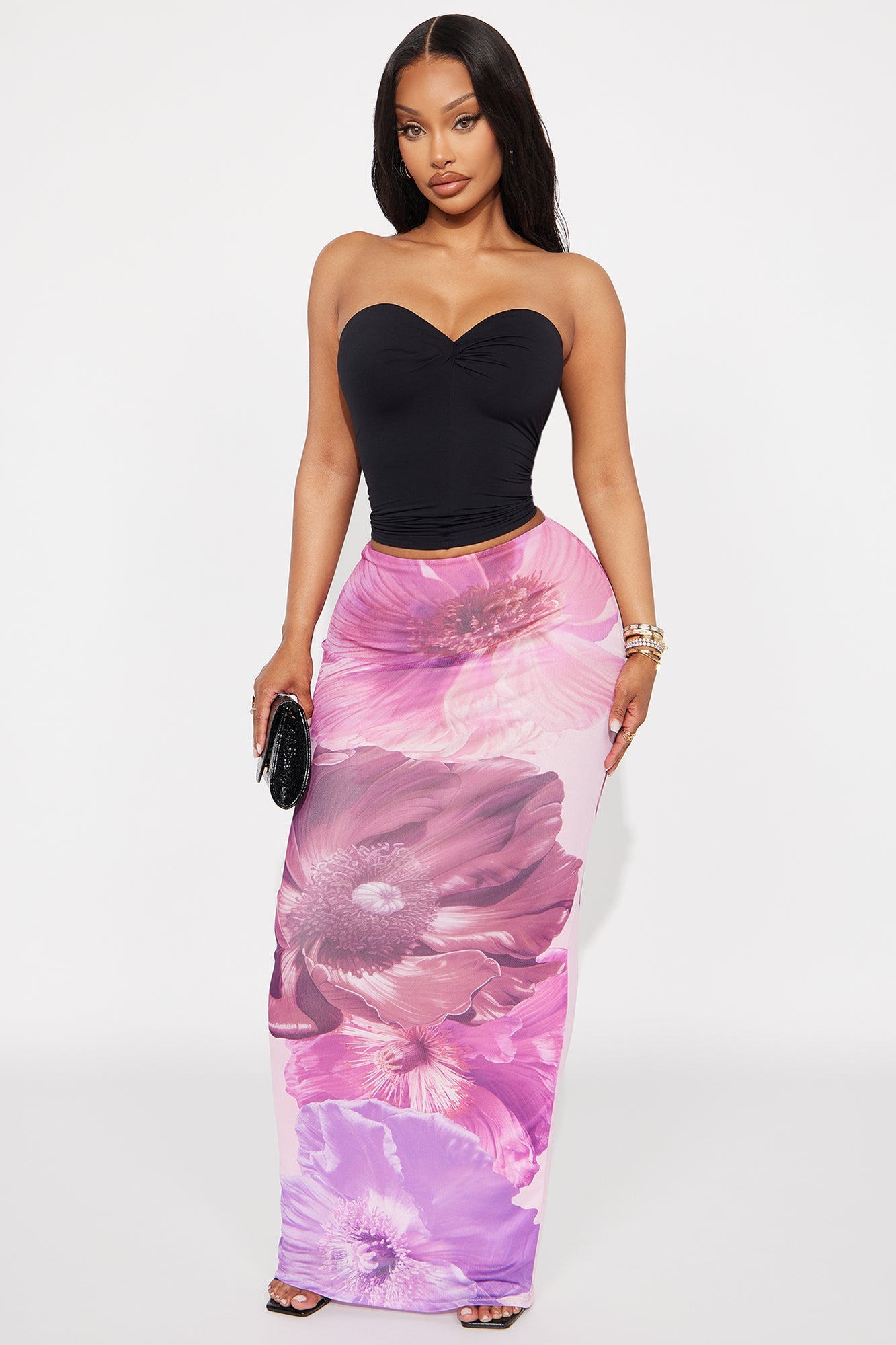 Take A Breath Mesh Maxi Skirt - Purple/combo