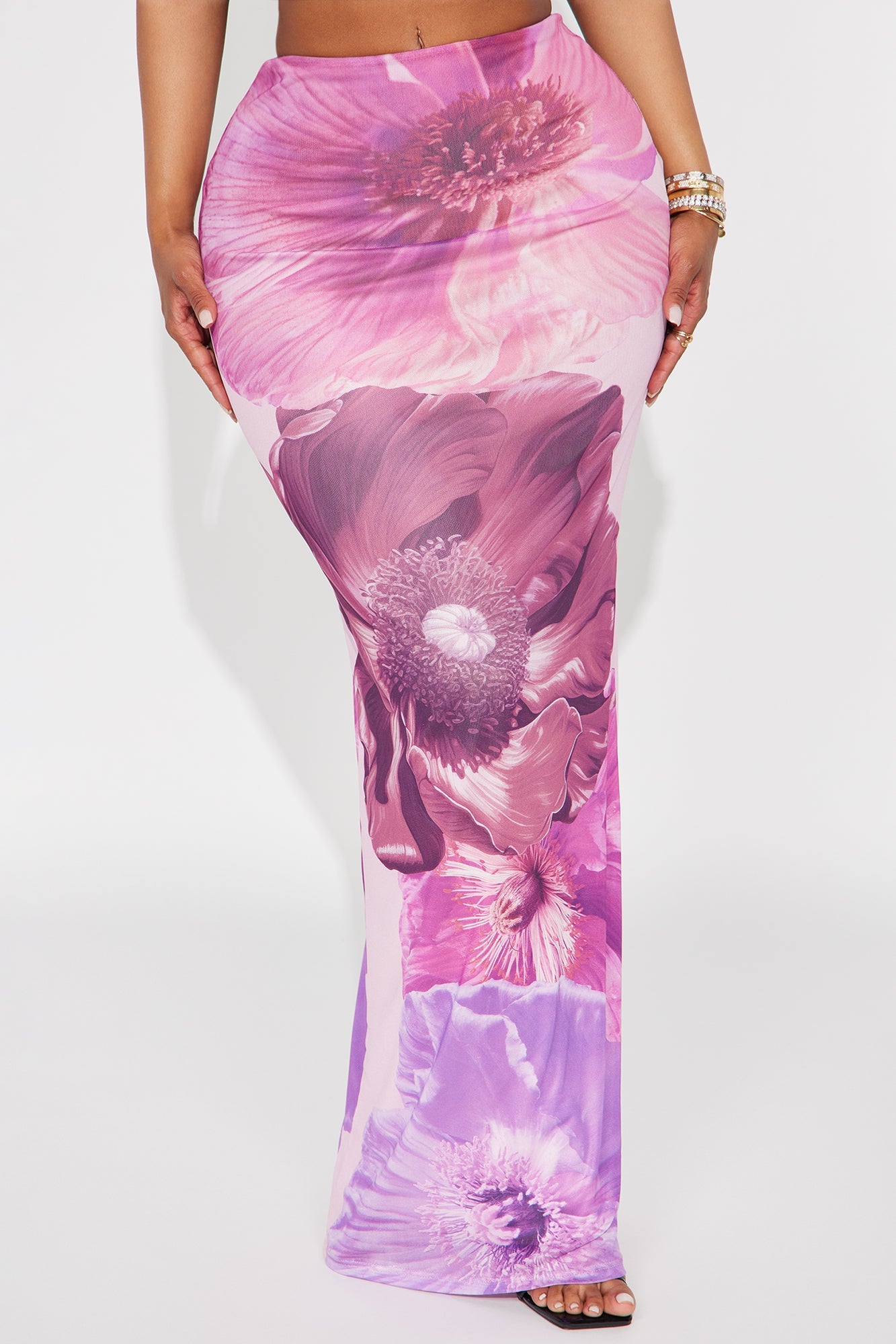 Take A Breath Mesh Maxi Skirt - Purple/combo
