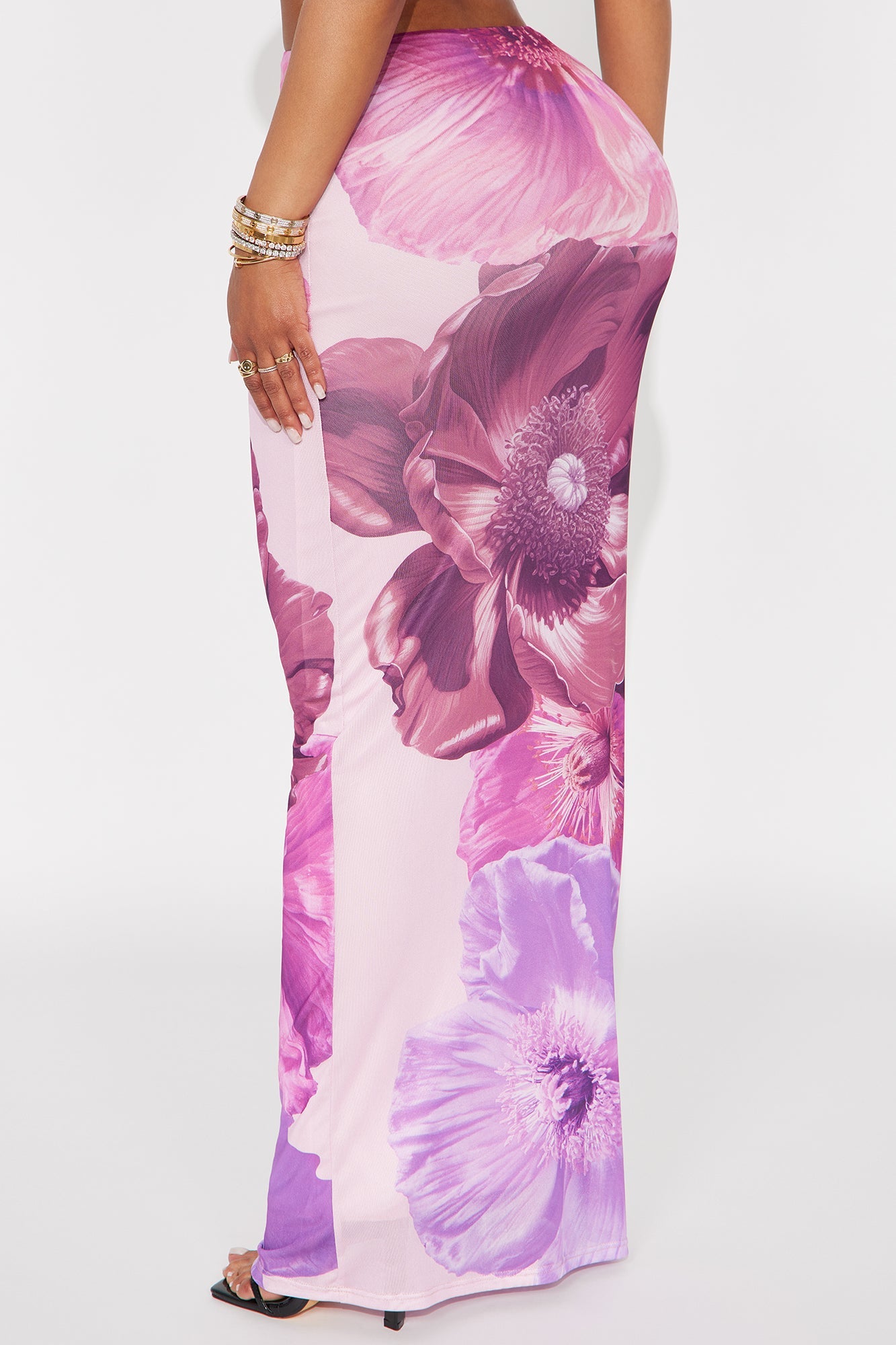 Take A Breath Mesh Maxi Skirt - Purple/combo