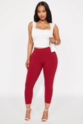 Tory Rib Heavy Contoured High Waisted Capri Legging - Red