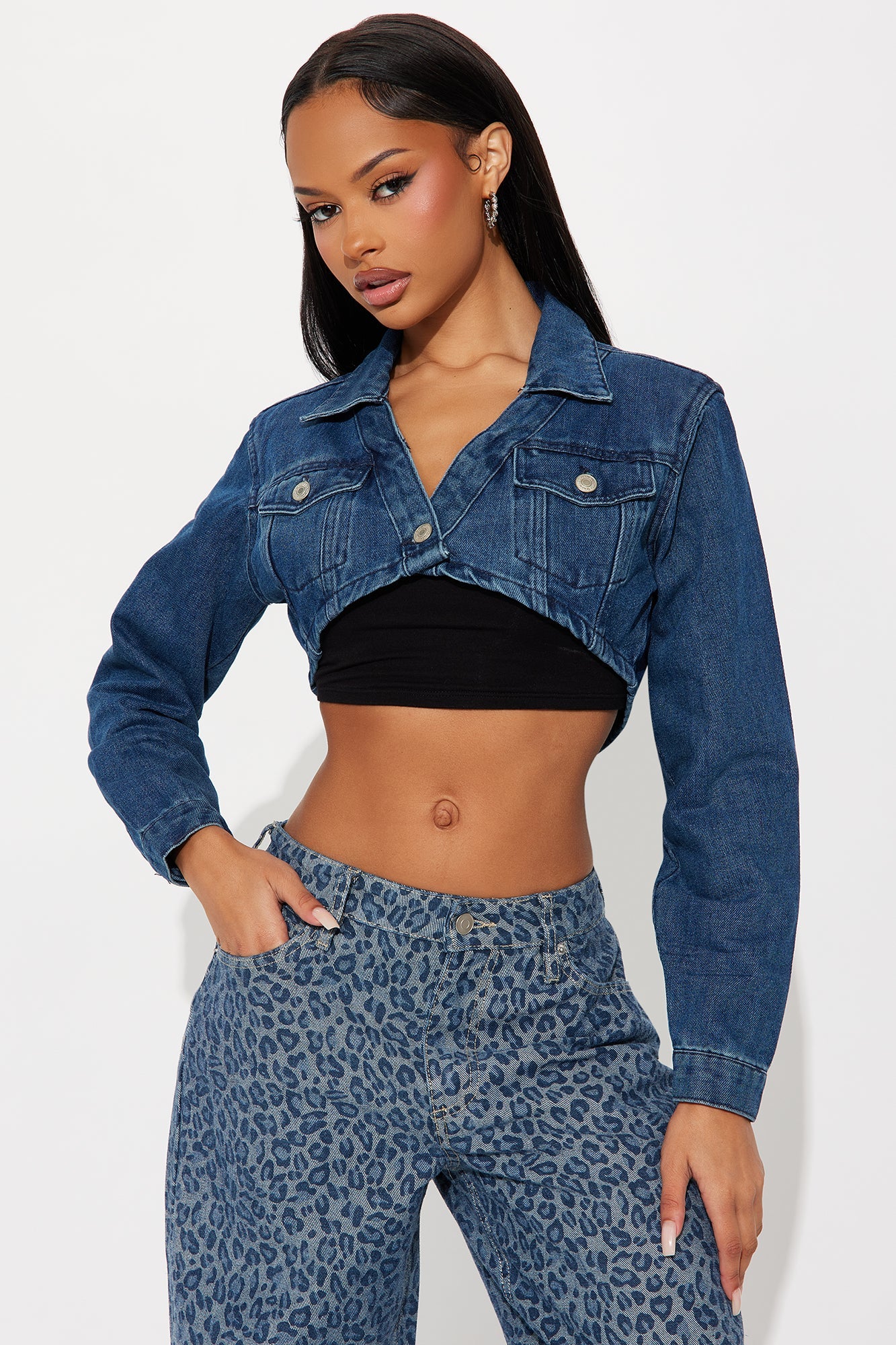 She Gets It Bolero Denim Jacket - Dark Wash