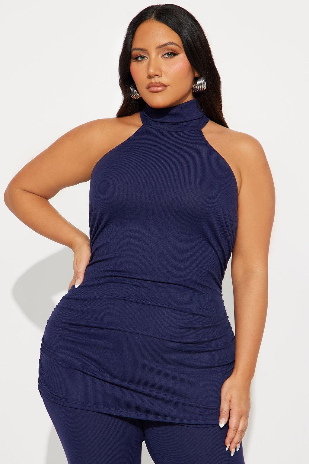 Sarina Ribbed Sleeveless Pant Set - Navy