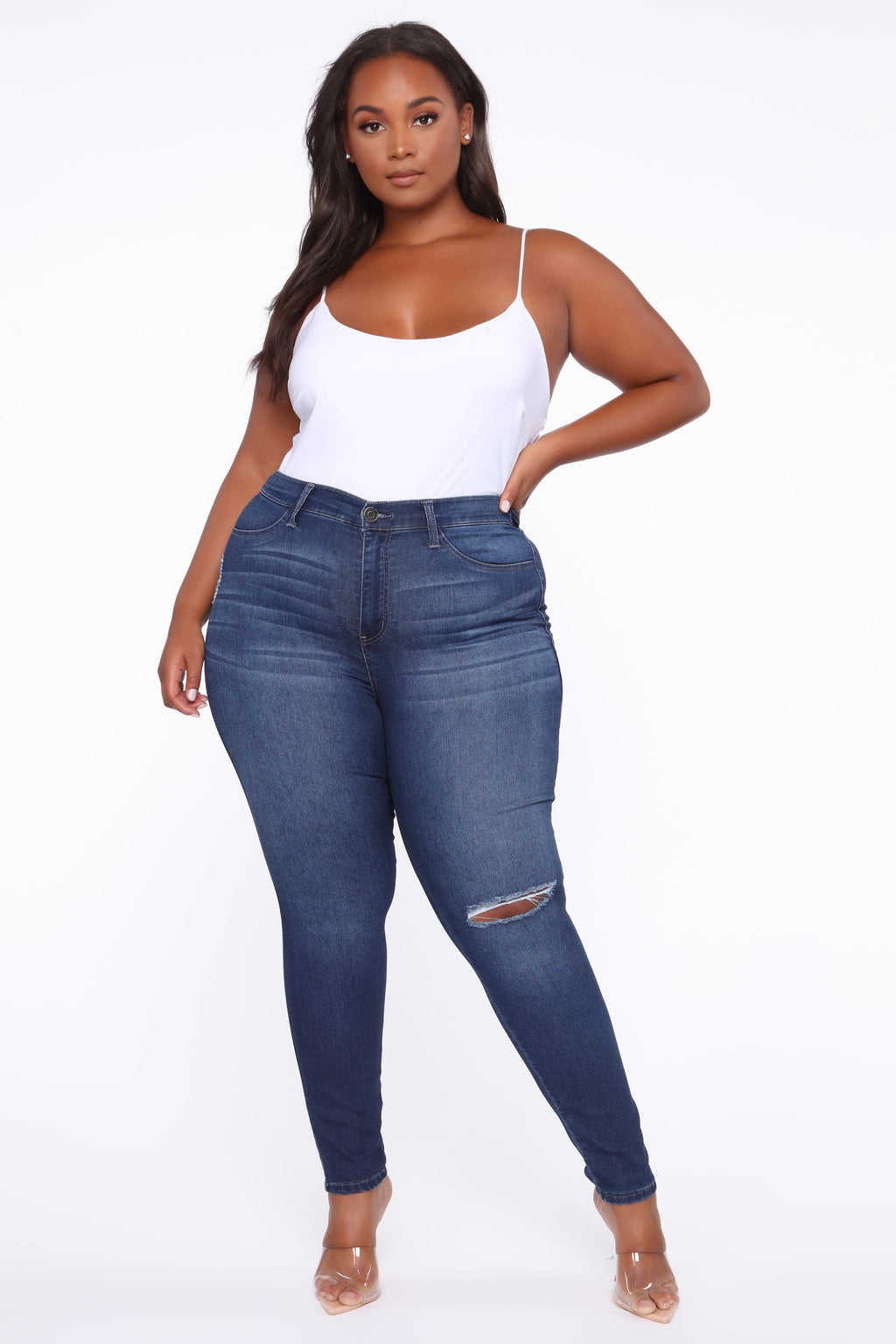 Swing My Way High Rise Skinny Jeans - Medium Blue Wash