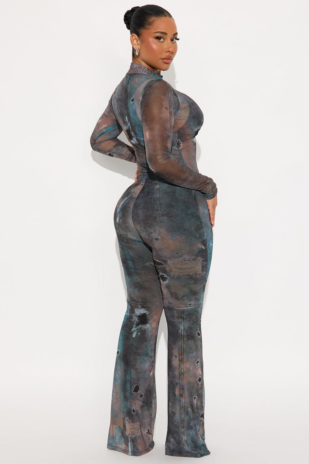 Taking Shots Mesh Pant Set - Charcoal/combo