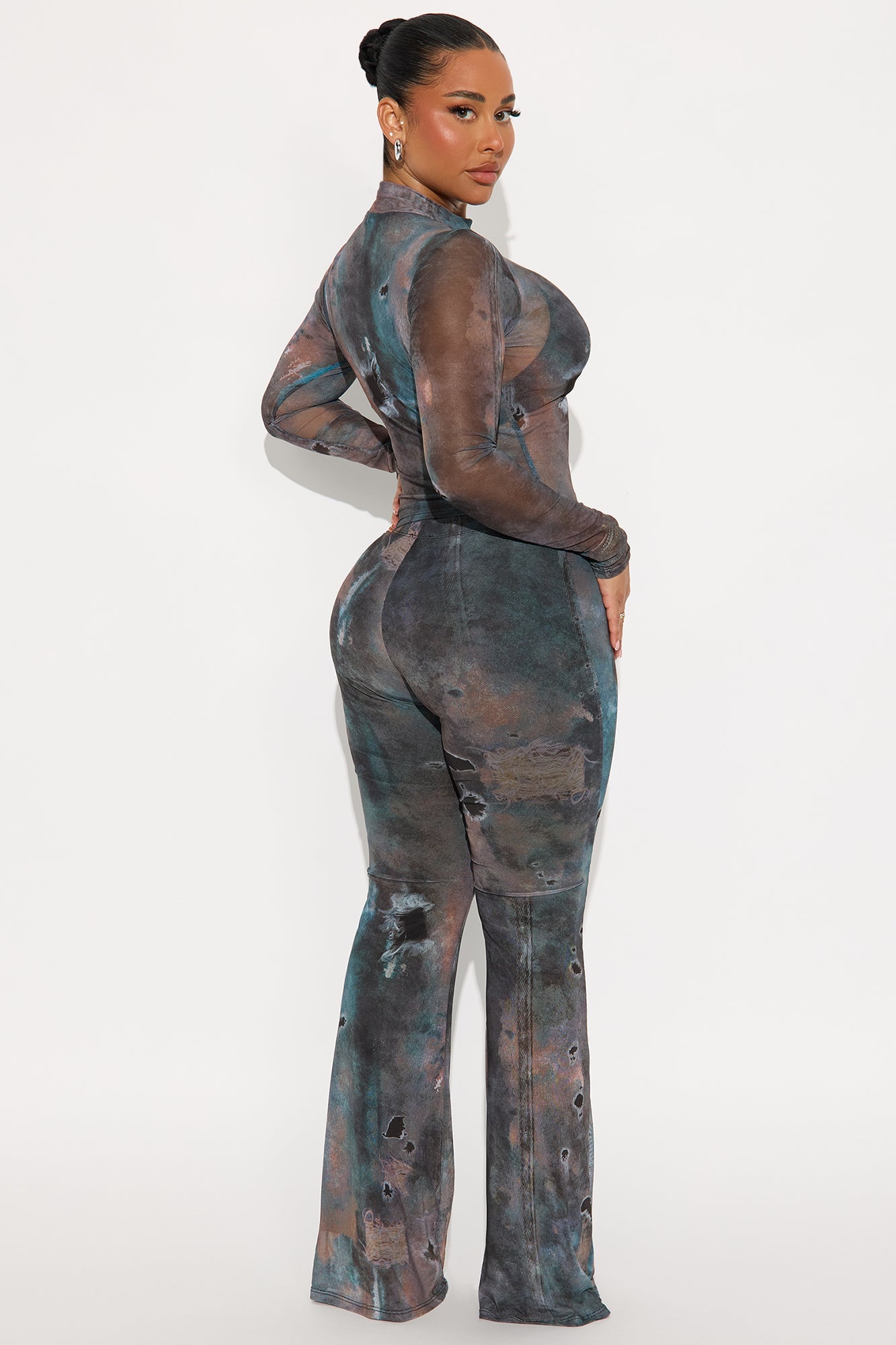 Taking Shots Mesh Pant Set - Charcoal/combo