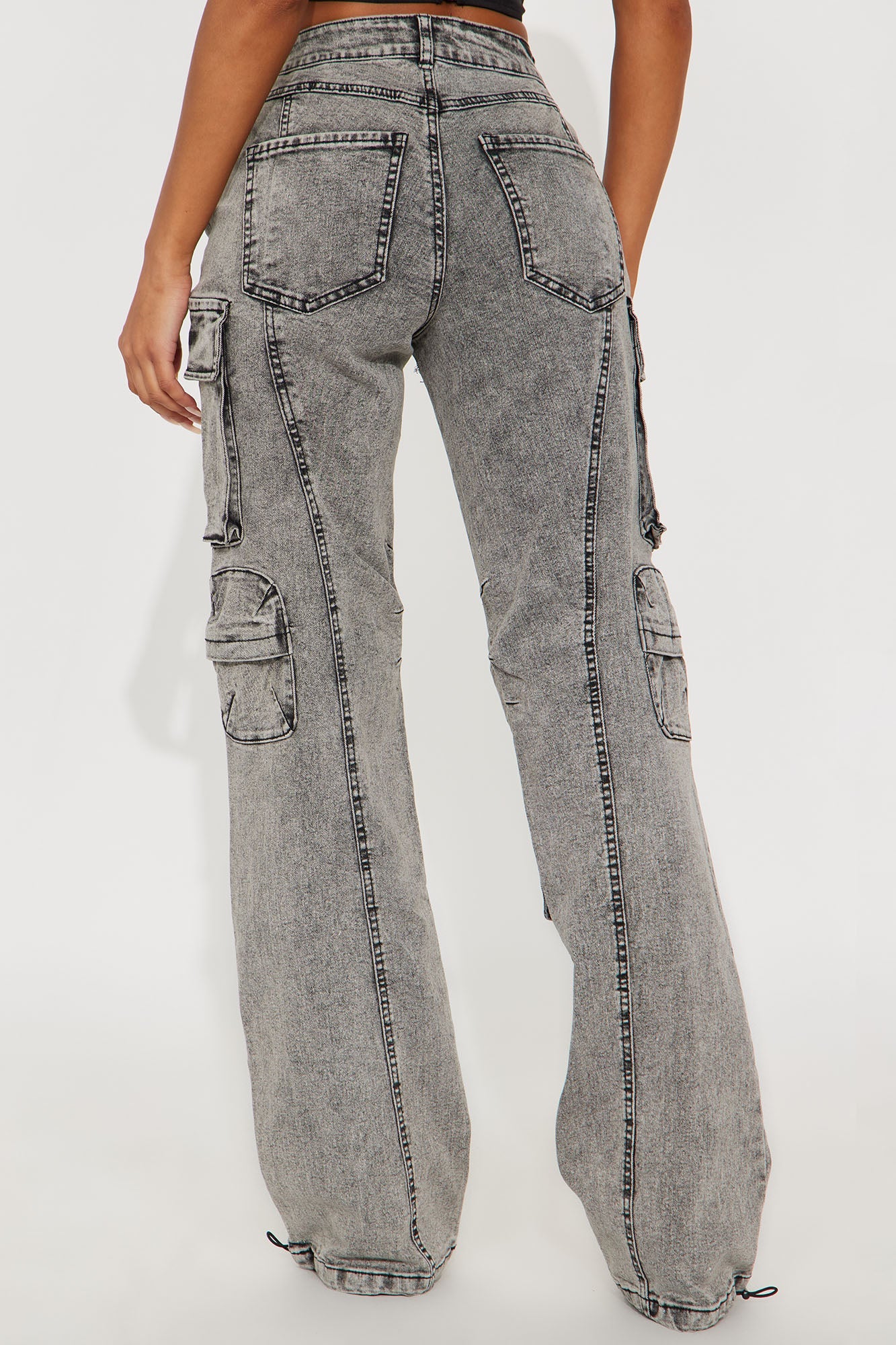 Tall Fairfax High Rise Stretch Cargo Jean - Acid Wash Grey