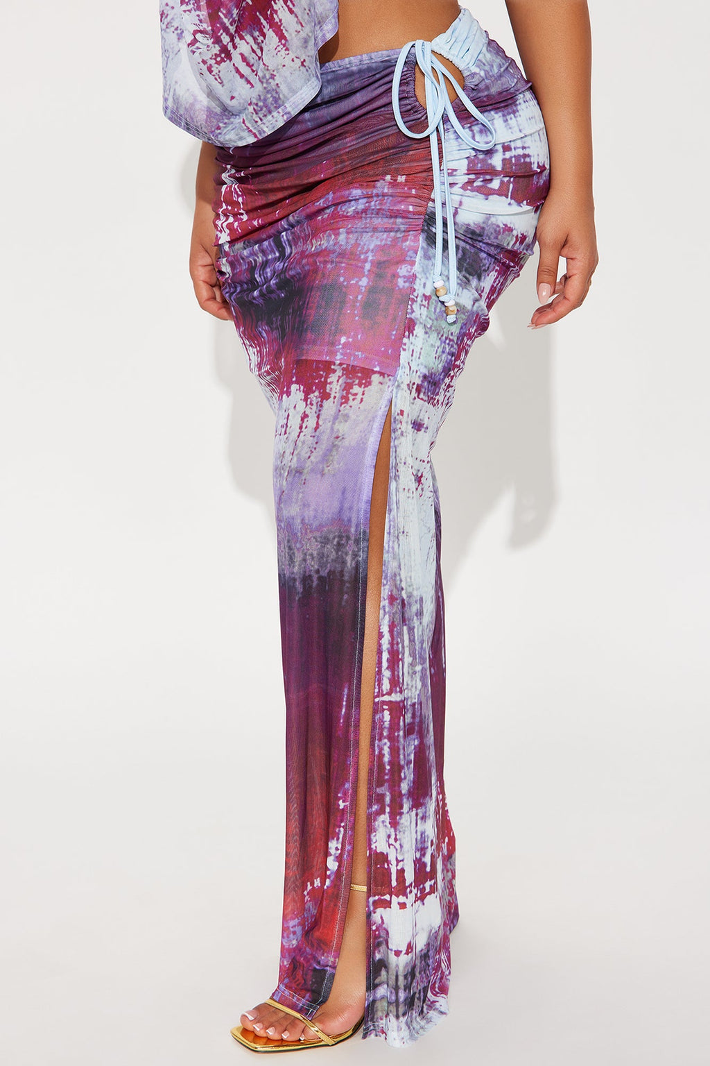 Summer Breeze Halter Top And Maxi Skirt Set - Burgundy/combo