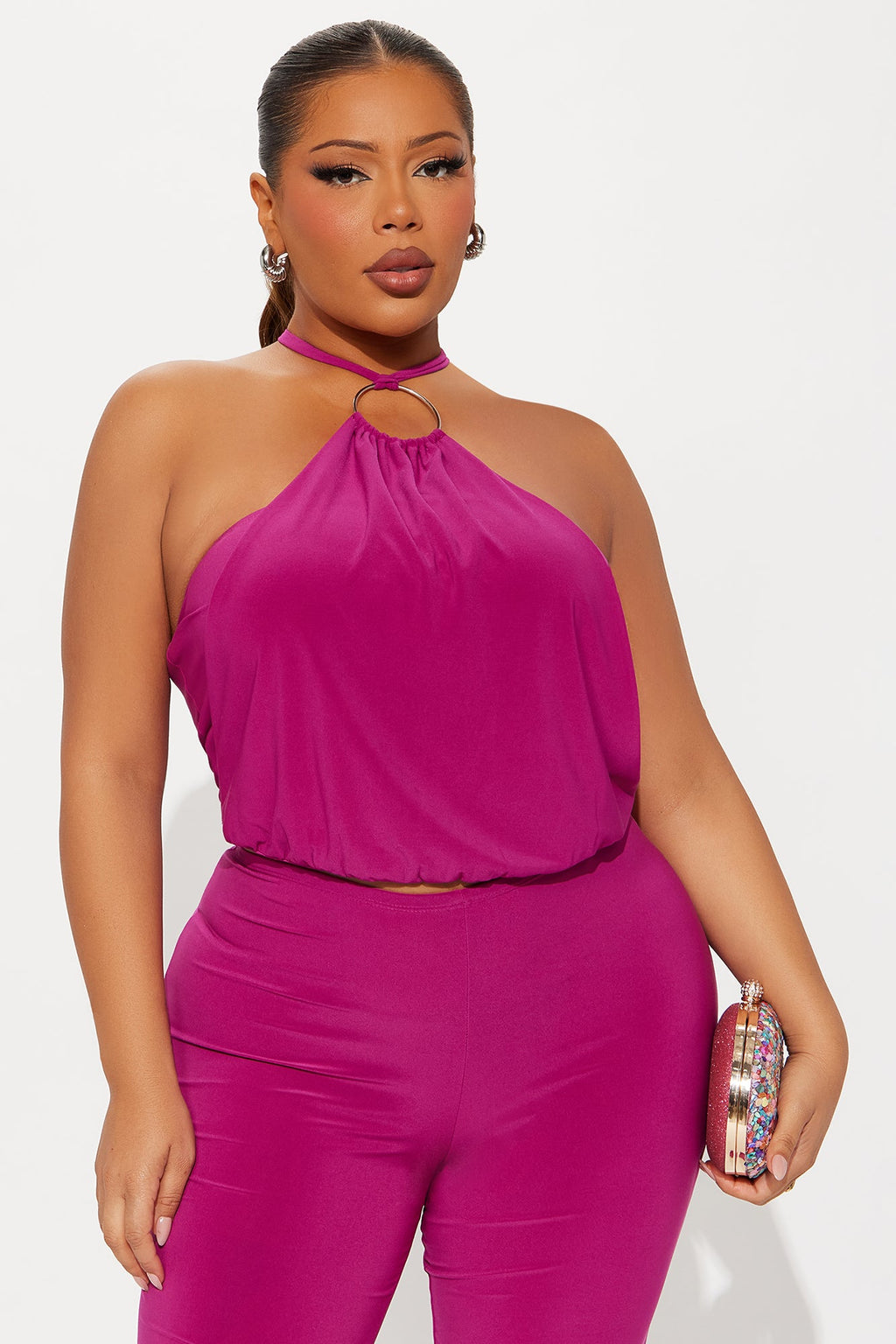 Veronica Halter Pant Set - Magenta
