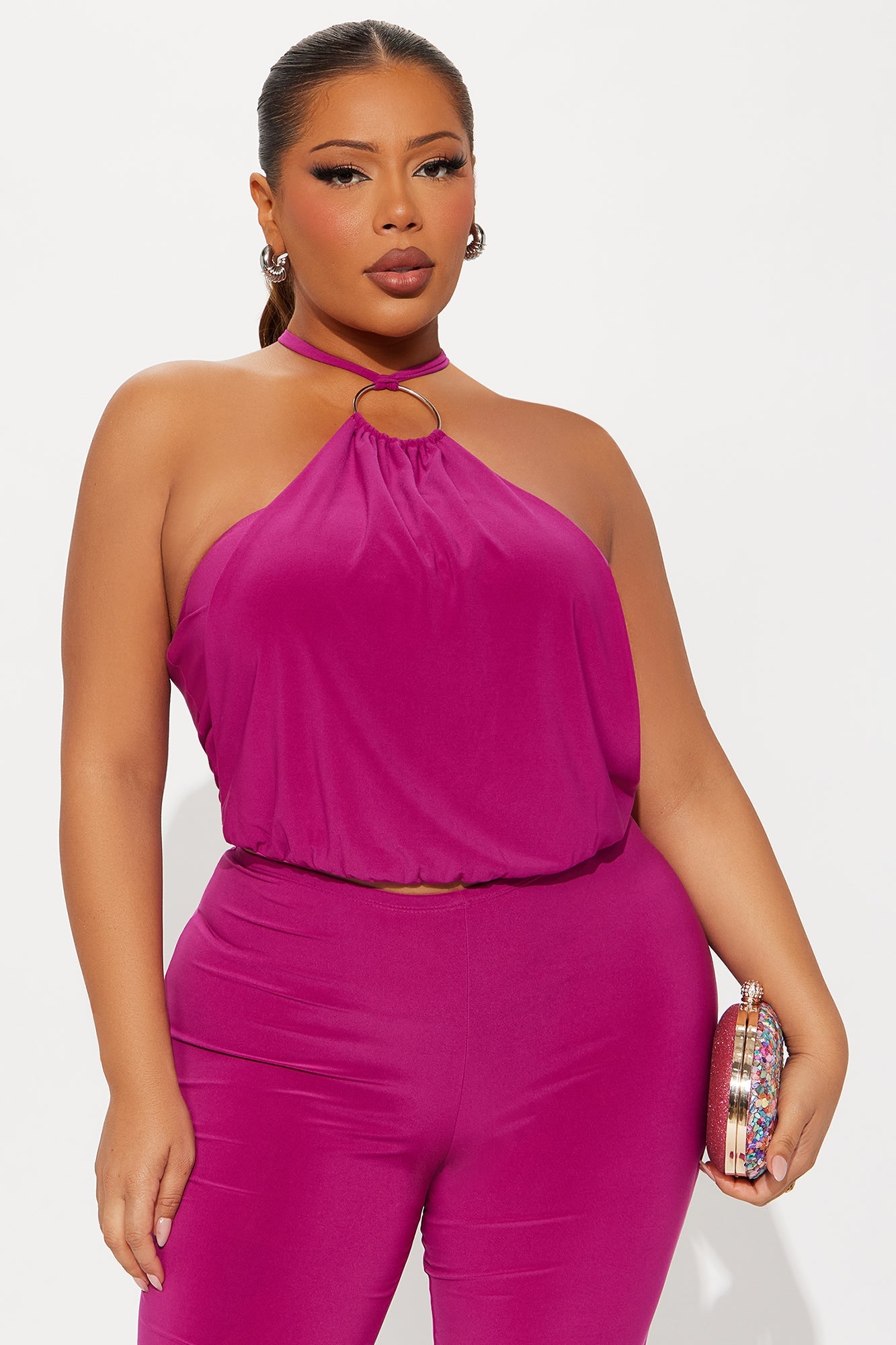 Veronica Halter Pant Set - Magenta