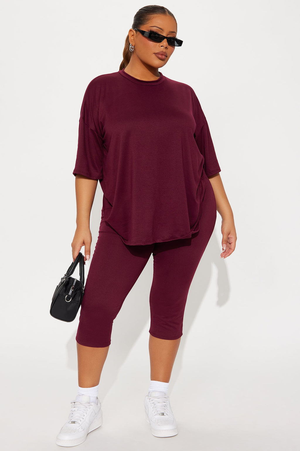 Weekend Vibes Capri Set - Burgundy