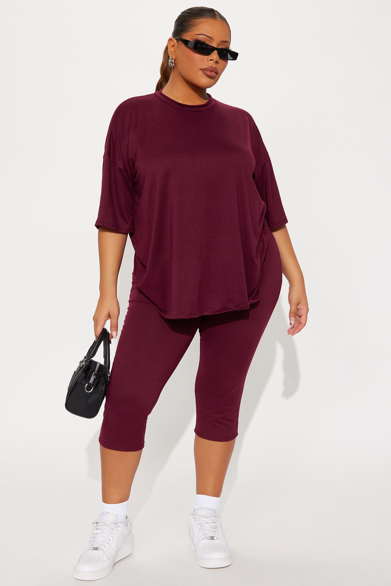 Weekend Vibes Capri Set - Burgundy