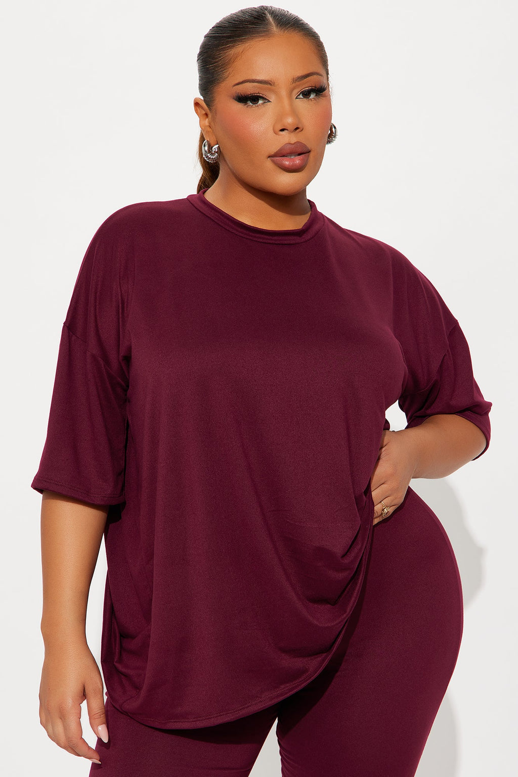 Weekend Vibes Capri Set - Burgundy