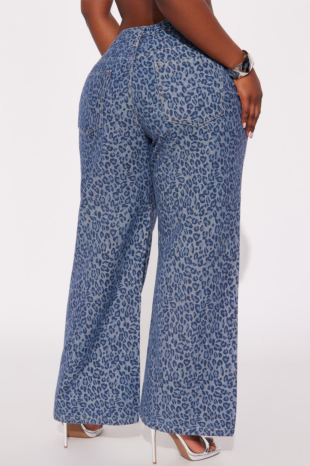 Ferociously Leopard Print Wide Leg Jeans - Medium Wash