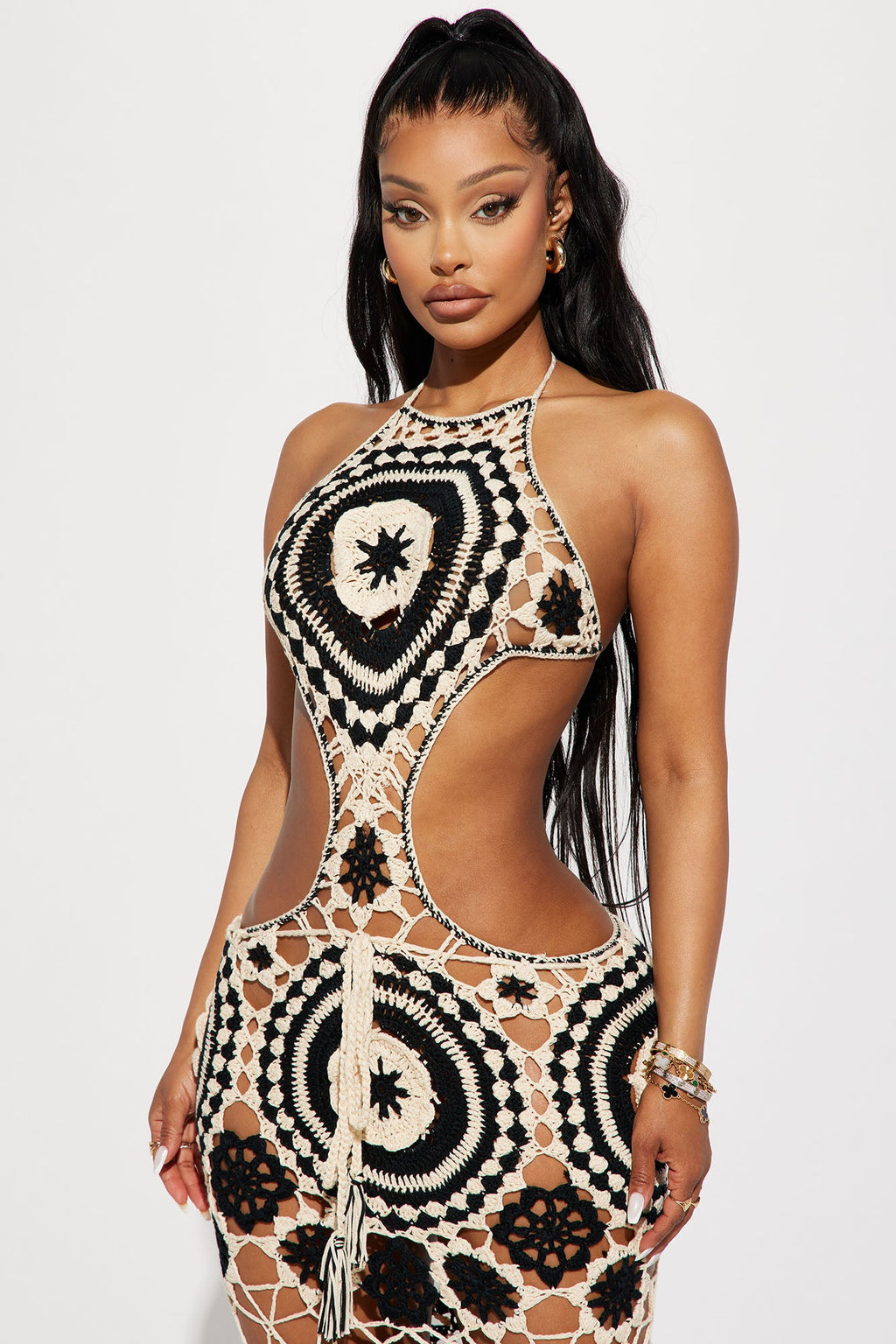 Lolita Crochet Maxi Dress - Cream/combo