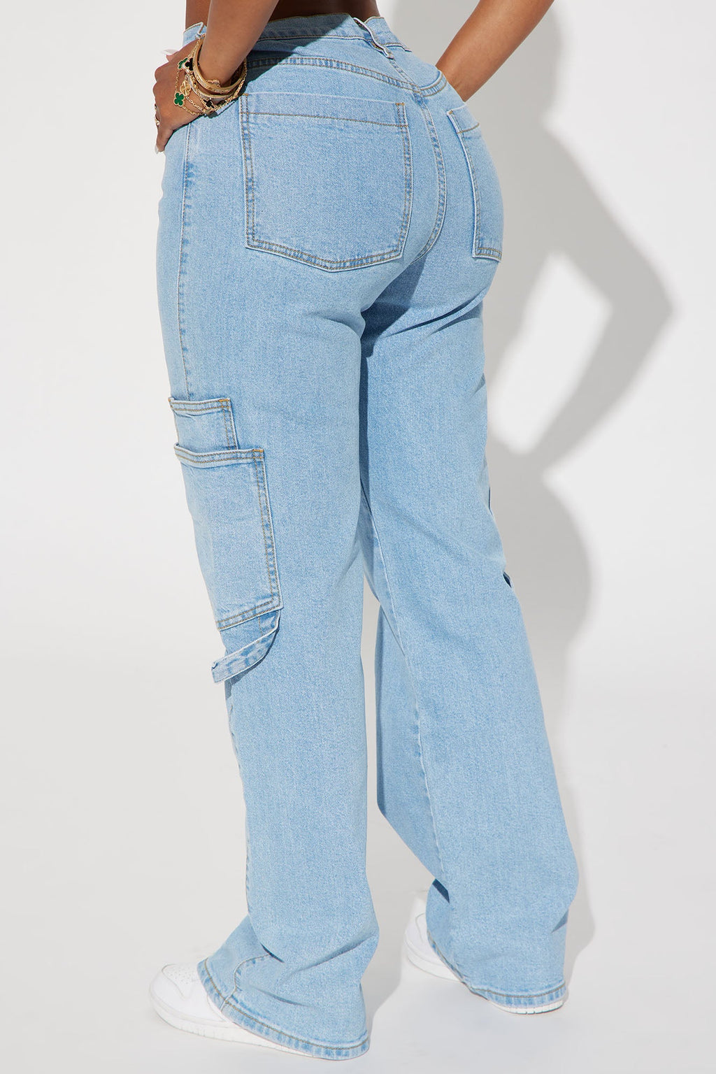 Step By Step Utility Straight Leg Jeans - Light Wash