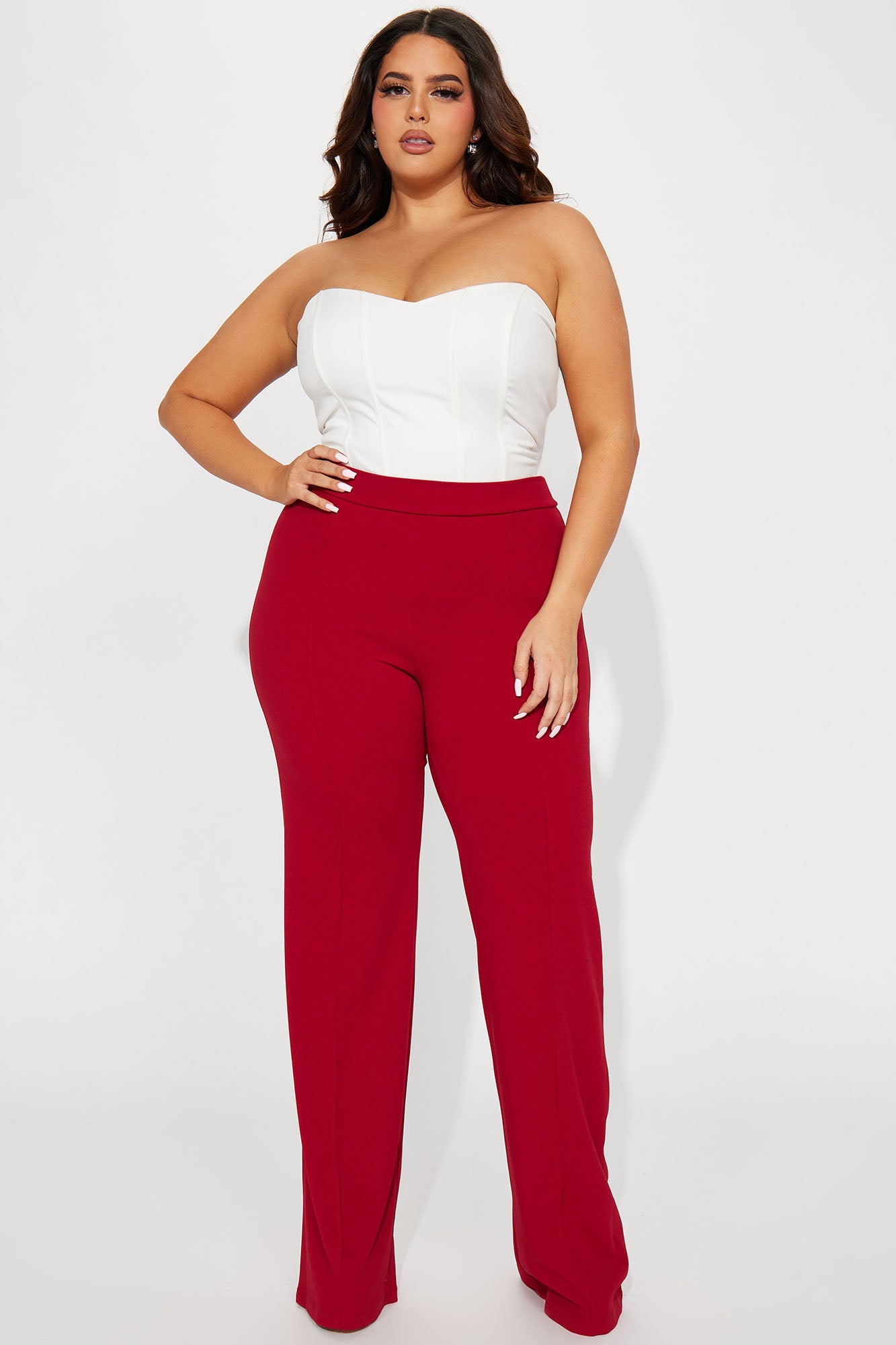 Tall Victoria High Waisted Dress Pants - Red