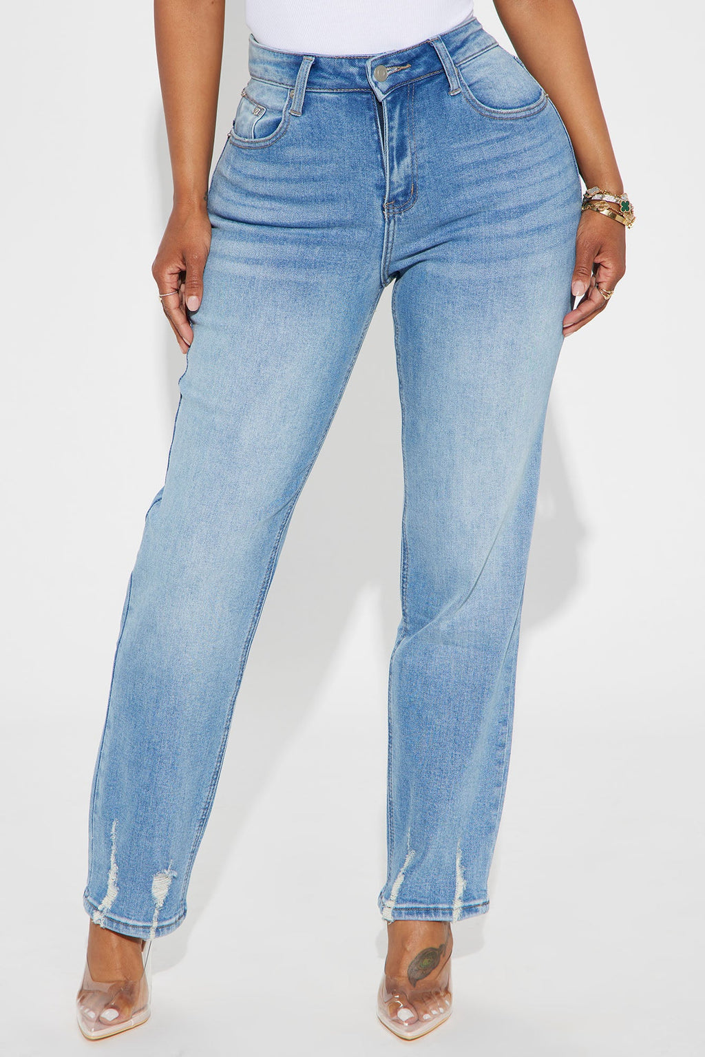 Get Closer Stretch Straight Leg Ankle Jeans - Medium Wash