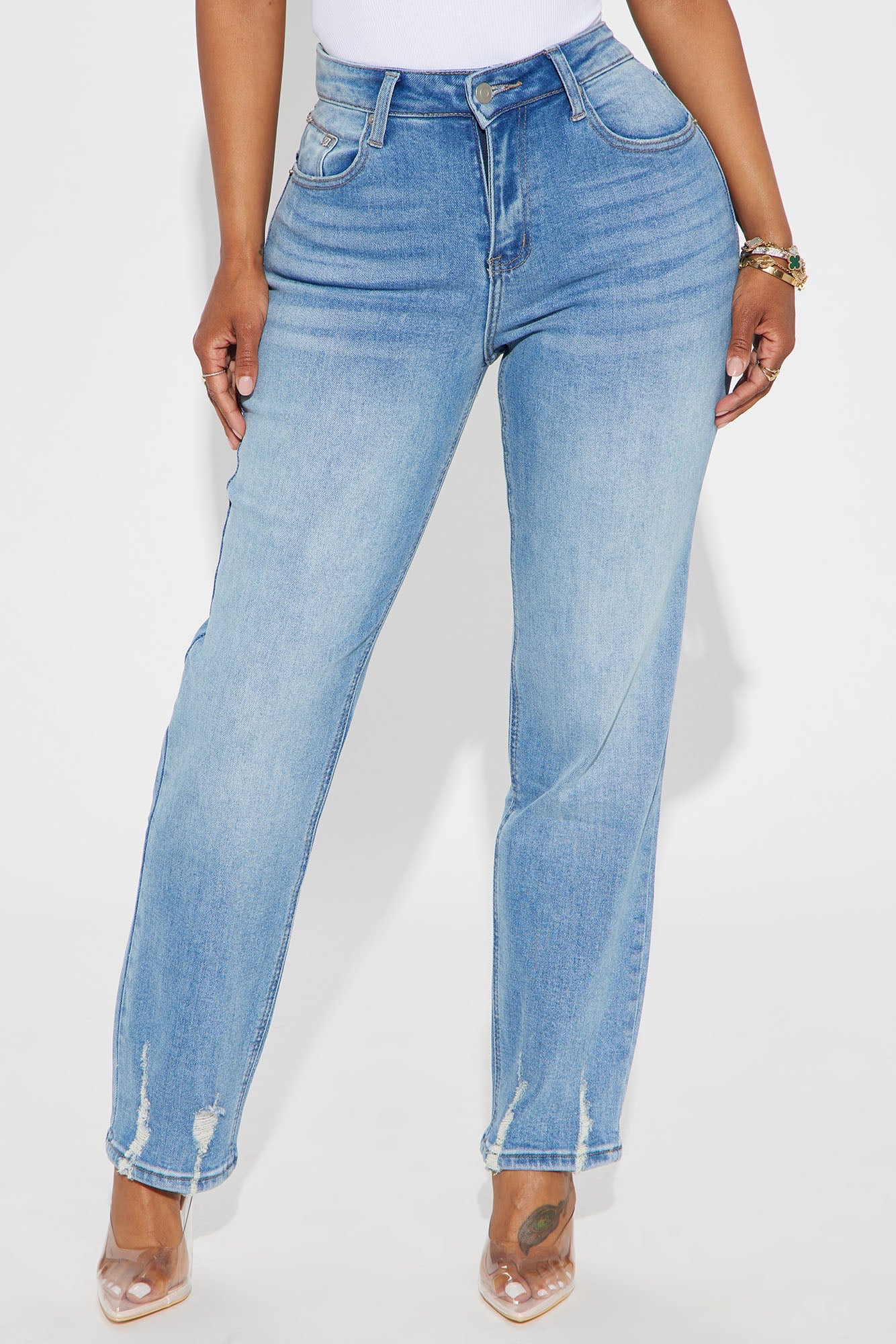 Get Closer Stretch Straight Leg Ankle Jeans - Medium Wash