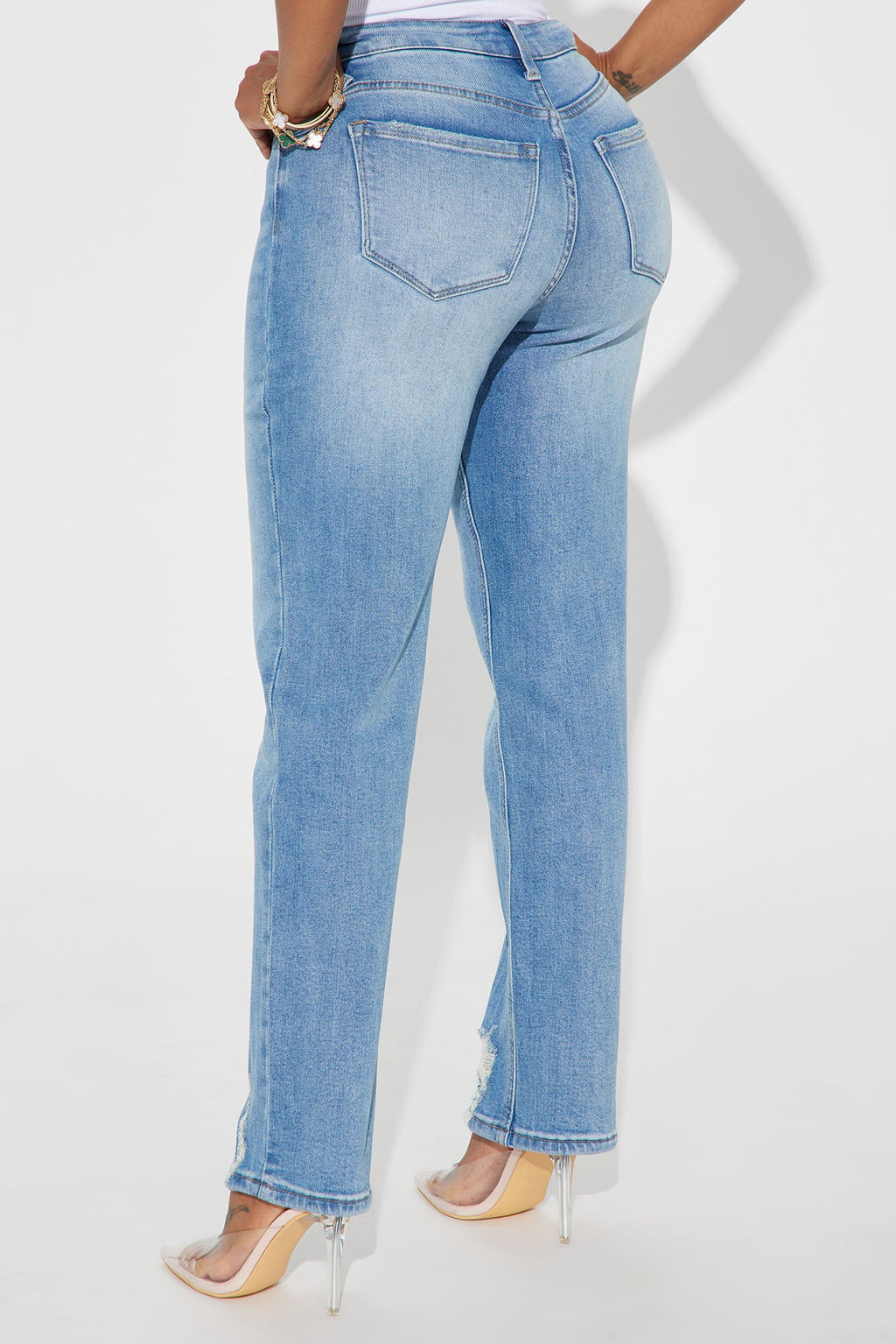 Get Closer Stretch Straight Leg Ankle Jeans - Medium Wash
