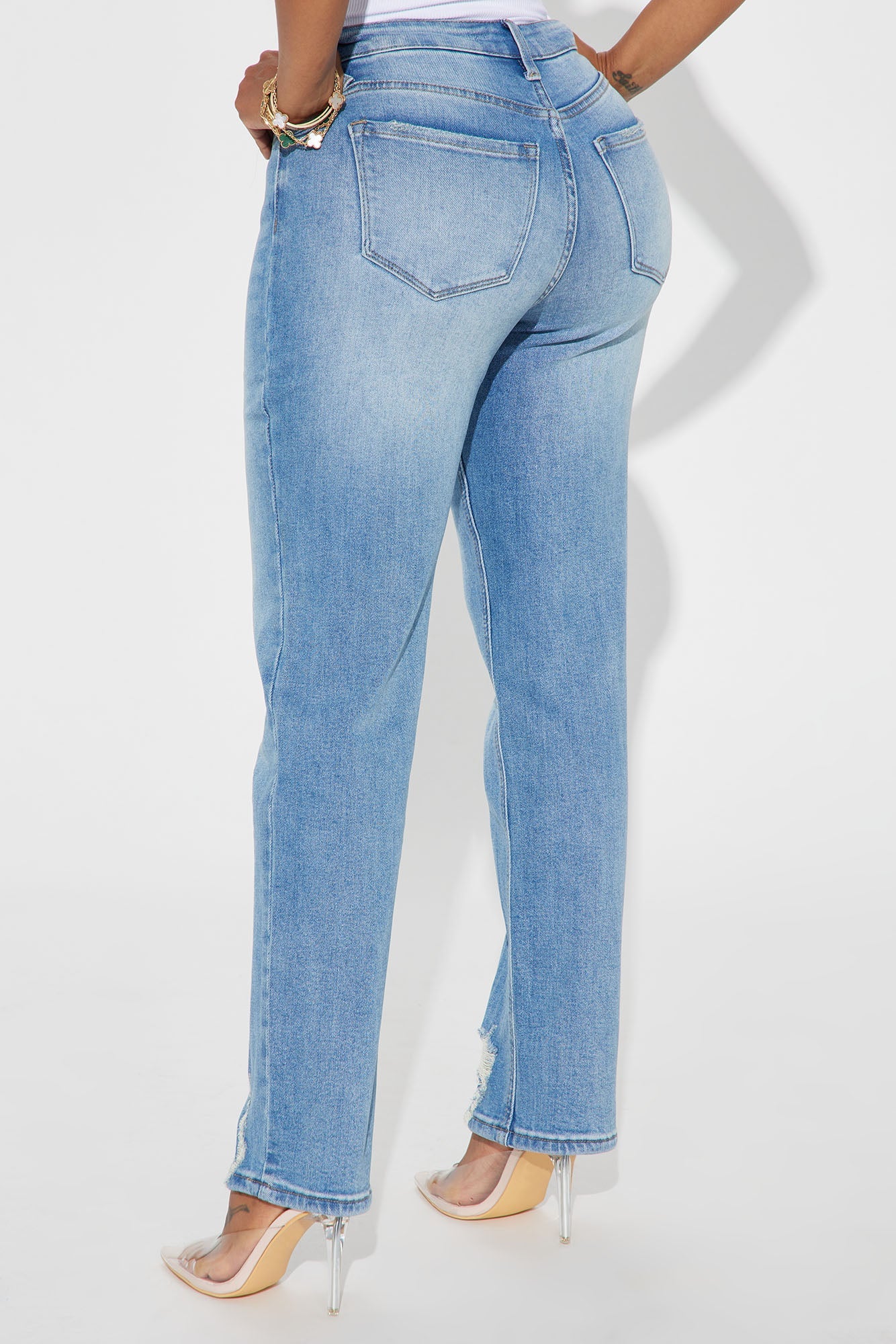 Get Closer Stretch Straight Leg Ankle Jeans - Medium Wash