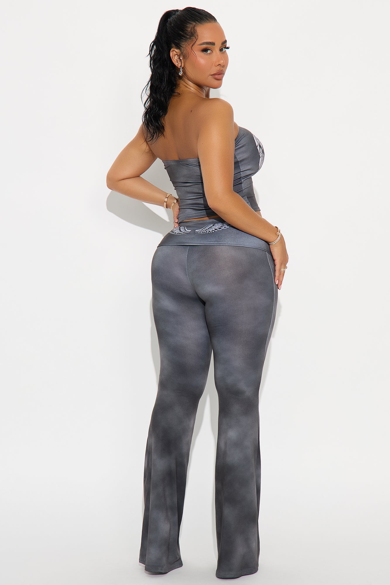 Nobody's Girl Strapless Washed Pant Set - Grey/combo