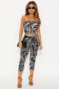 In A Whirl Strapless Capri Set  - Black/White
